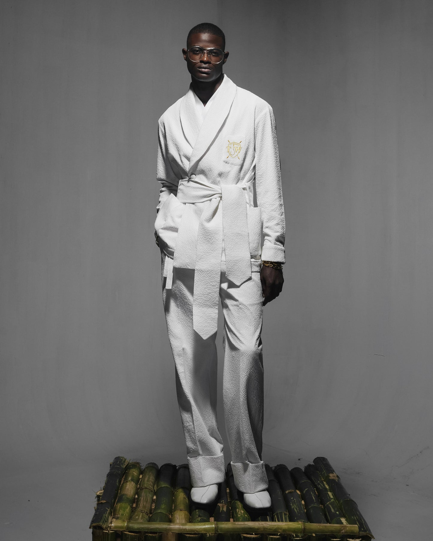 Club Monogram Smoking Jacket in Seersucker