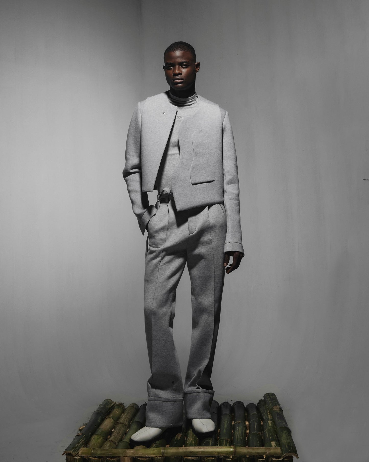 Asymmetric Rider Vest with Bolero Sleeves